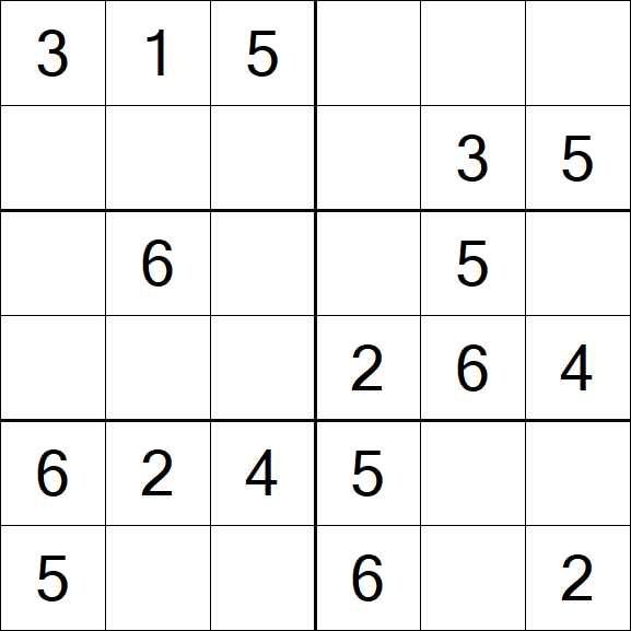 Sudoku 6x6 - Easy