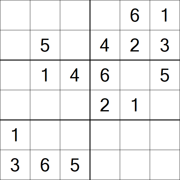 Sudoku 6x6 - Fácil