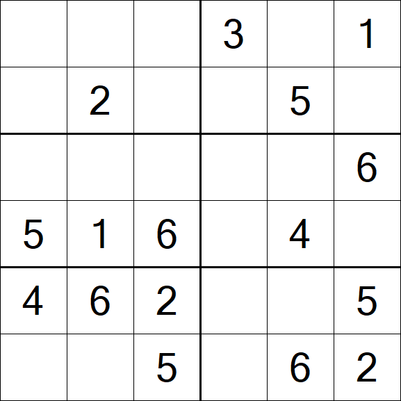 Sudoku 6x6 - Fácil