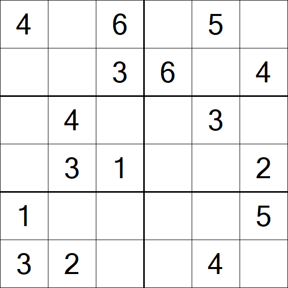 Sudoku 6x6 - Fácil