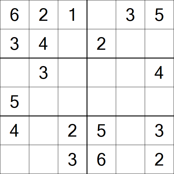 Sudoku 6x6 - Fácil