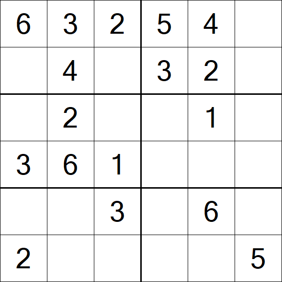 Sudoku 6x6 - Einfach