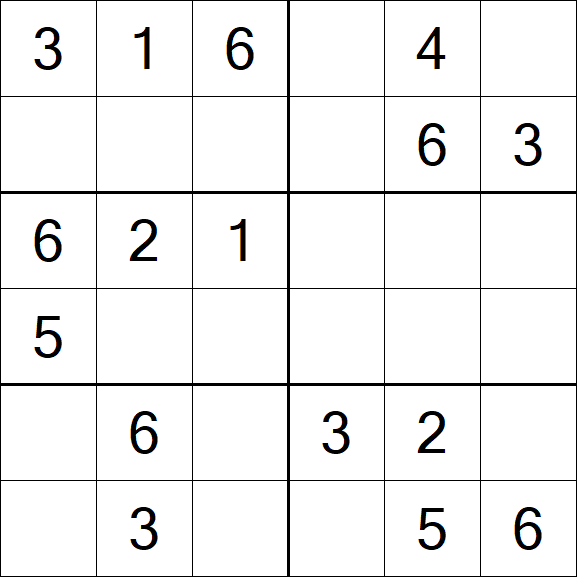 Sudoku 6x6 - Fácil