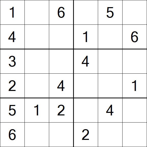 Sudoku 6x6 - Einfach