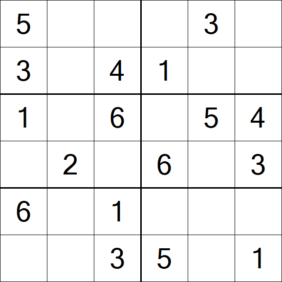 Sudoku 6x6 - Fácil