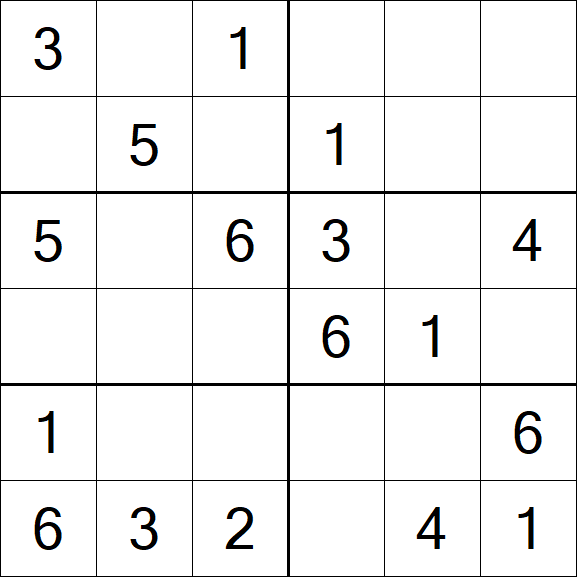 Sudoku 6x6 - Fácil