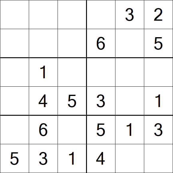 Sudoku 6x6 - Fácil