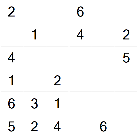 Sudoku 6x6 - Fácil