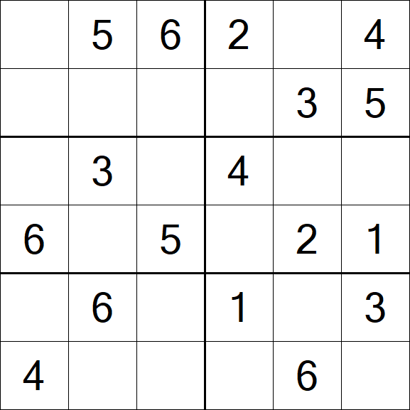 Sudoku 6x6 - Fácil
