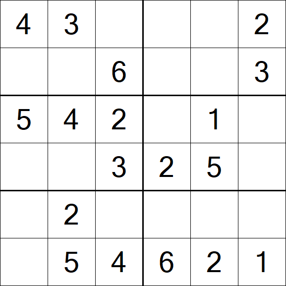 Sudoku 6x6 - Fácil
