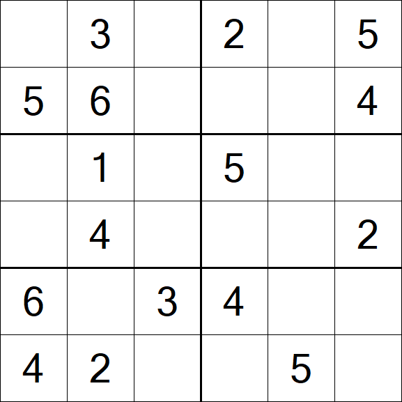 Sudoku 6x6 - Fácil