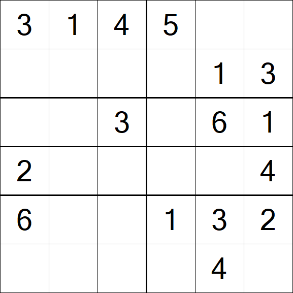 Sudoku 6x6 - Fácil