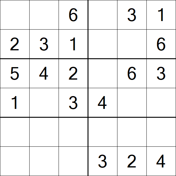 Sudoku 6x6 - Easy