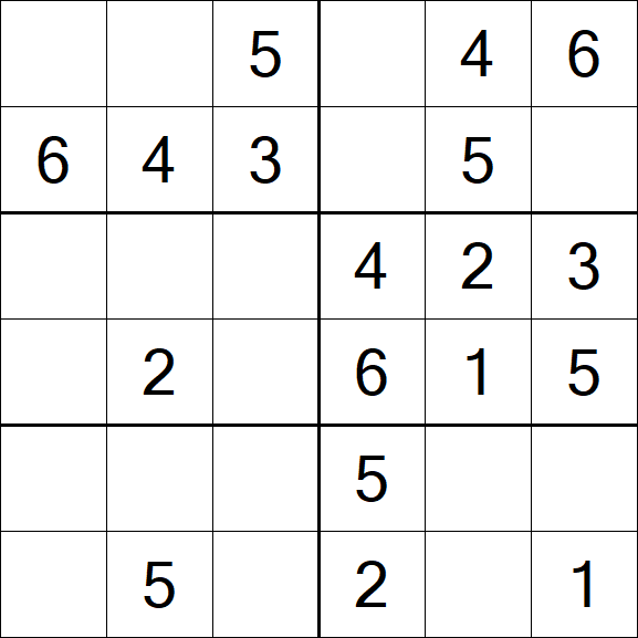 Sudoku 6x6 - Fácil