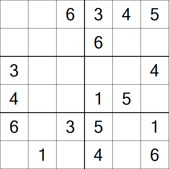 Sudoku 6x6 - Fácil