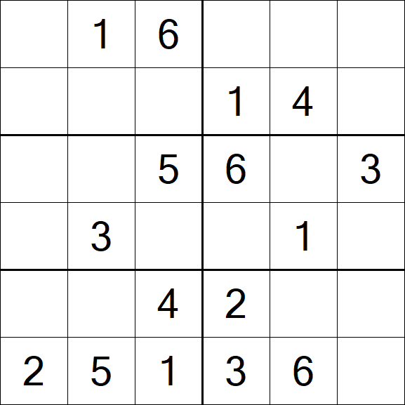 Sudoku 6x6 - Fácil