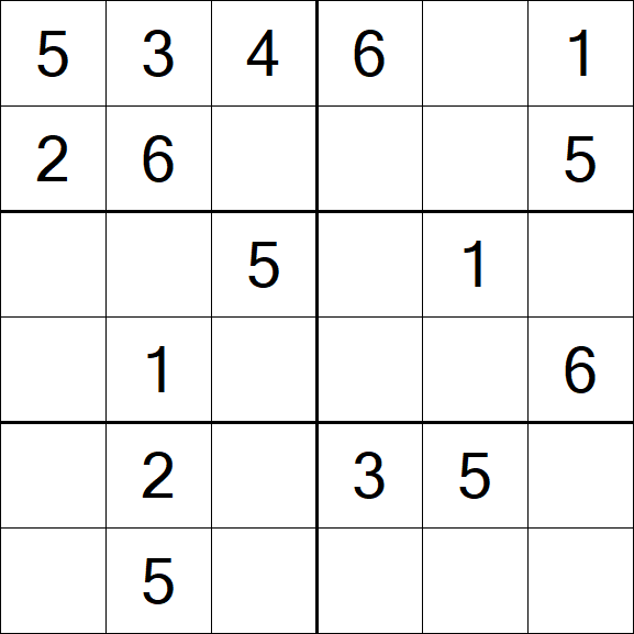 Sudoku 6x6 - Fácil