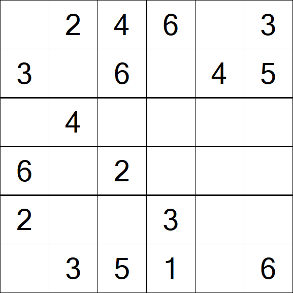 Sudoku 6x6 - Fácil