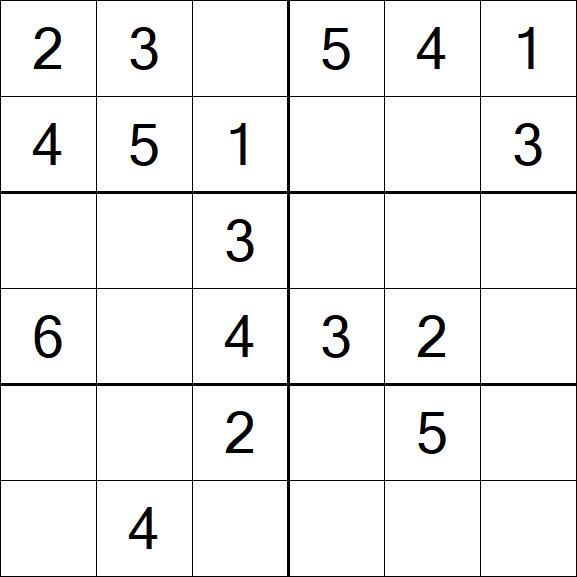 Sudoku 6x6 - Fácil