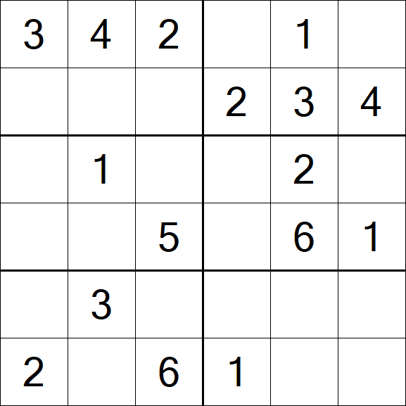 Sudoku 6x6 - Fácil