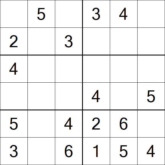 Sudoku 6x6 - Easy
