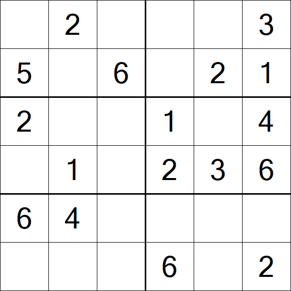 Sudoku 6x6 - Fácil