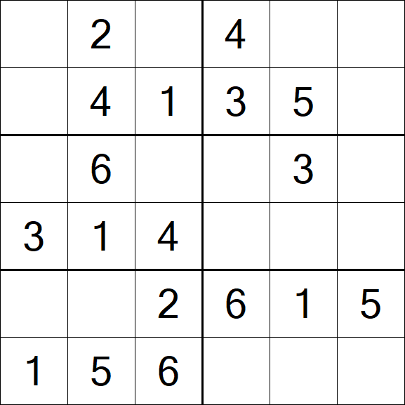 Sudoku 6x6 - Fácil