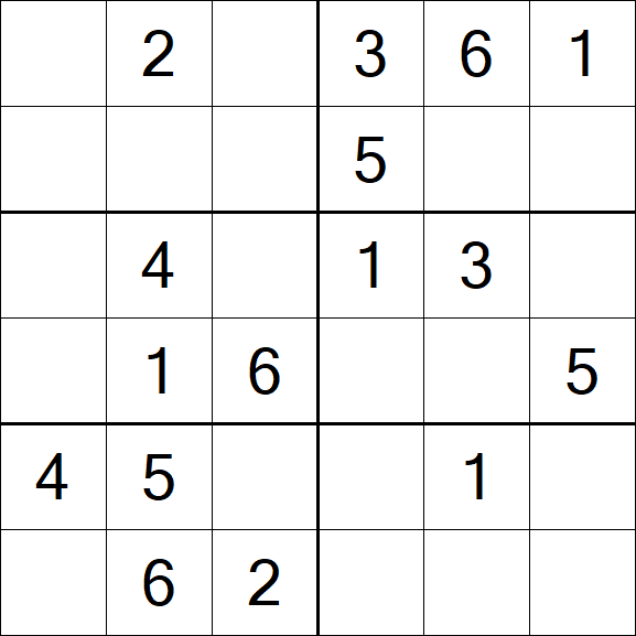 Sudoku 6x6 - Fácil