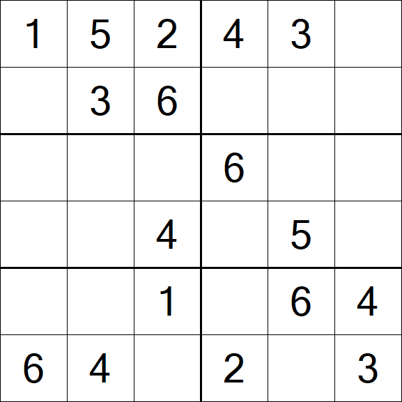 Sudoku 6x6 - Fácil