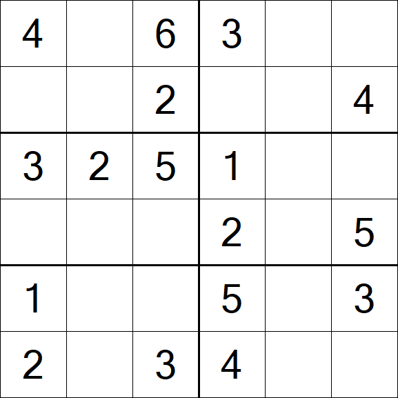 Sudoku 6x6 - Fácil