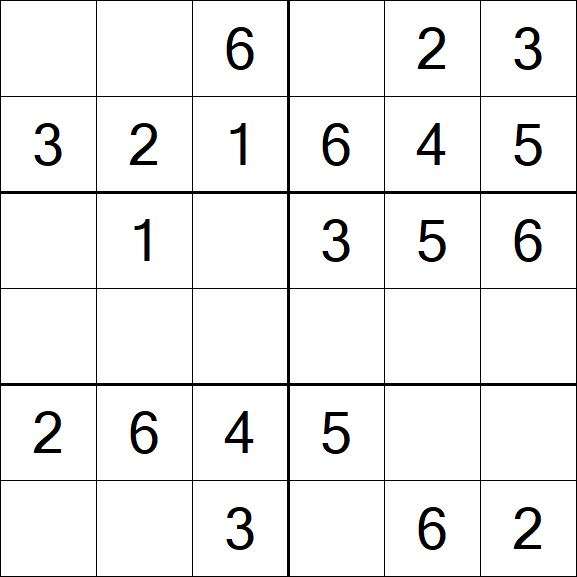 Sudoku 6x6 - Fácil