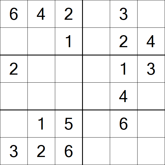 Sudoku 6x6 - Fácil