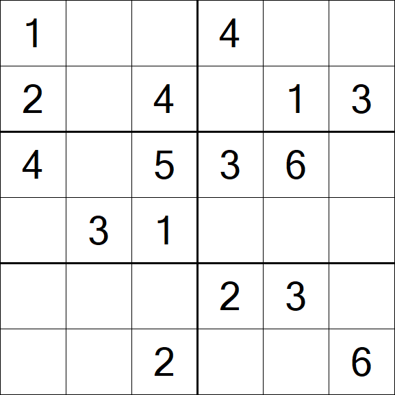 Sudoku 6x6 - Easy