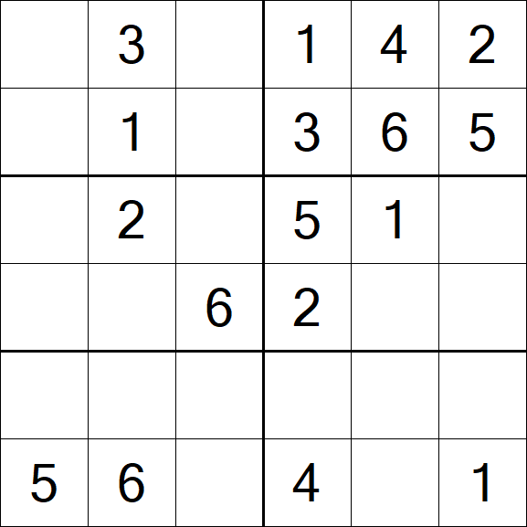 Sudoku 6x6 - Fácil