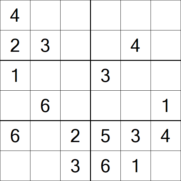 Sudoku 6x6 - Fácil
