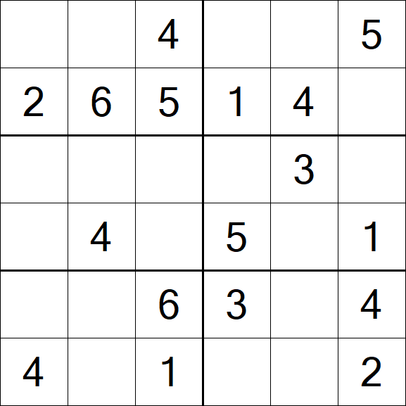 Sudoku 6x6 - Fácil