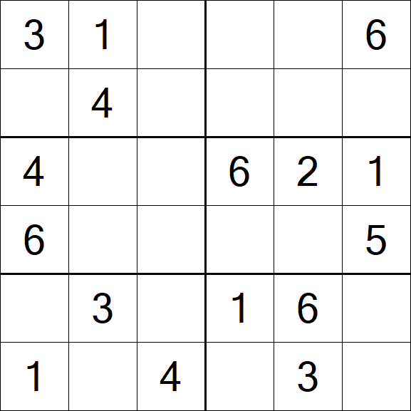 Sudoku 6x6 - Simple
