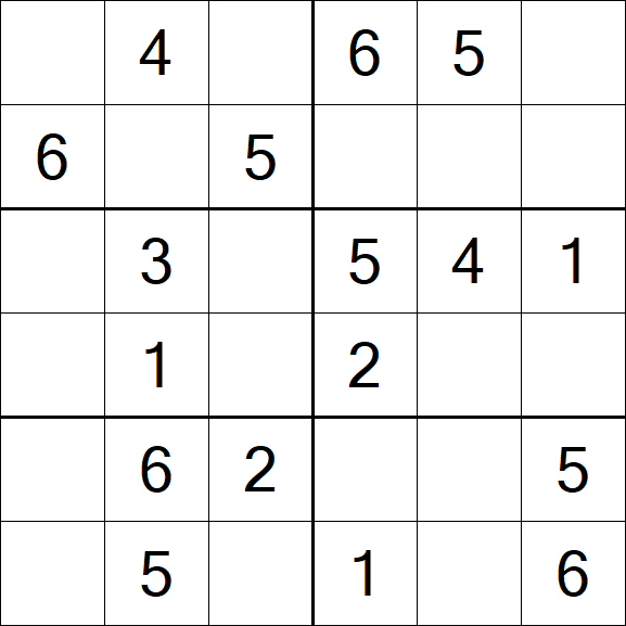 Sudoku 6x6 - Einfach