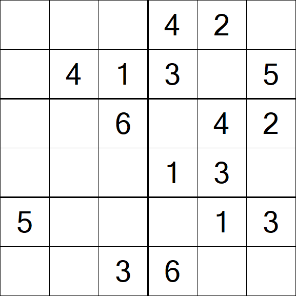 Sudoku 6x6 - Einfach