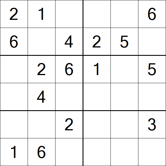 Sudoku 6x6 - Einfach