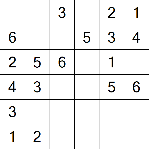 Sudoku 6x6 - Einfach