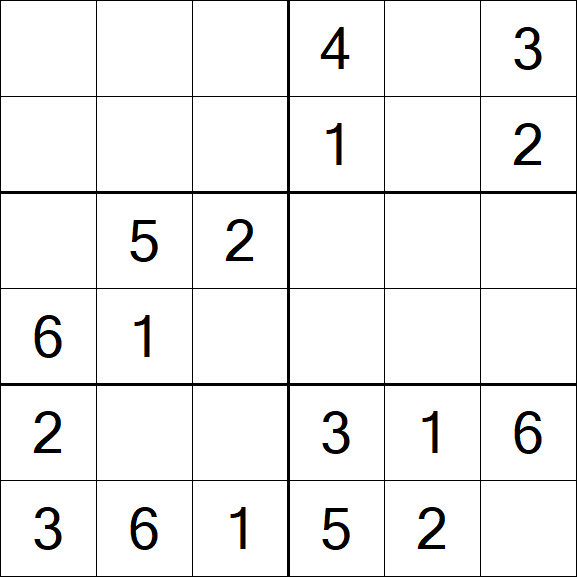 Sudoku 6x6 - Easy