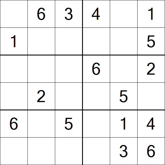 Sudoku 6x6 - Simple