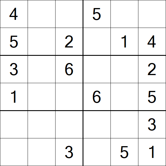 Sudoku 6x6 - Easy