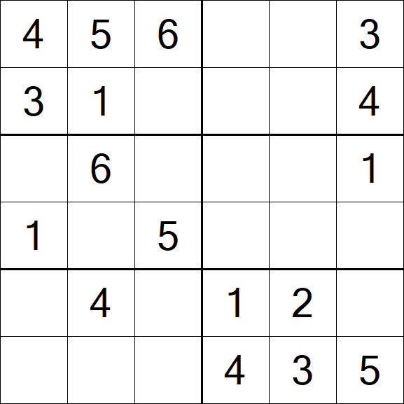 Sudoku 6x6 - Easy