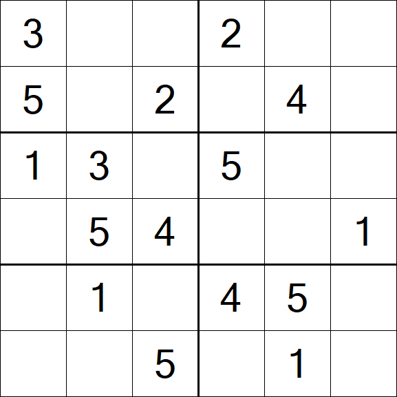 Sudoku 6x6 - Easy