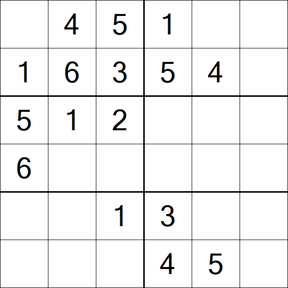 Sudoku 6x6 - Simple