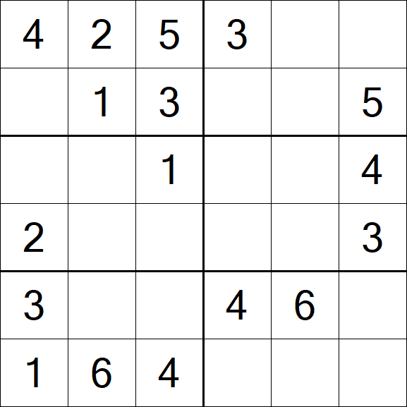 Sudoku 6x6 - Einfach
