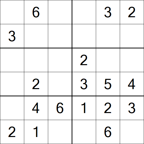 Sudoku 6x6 - Einfach