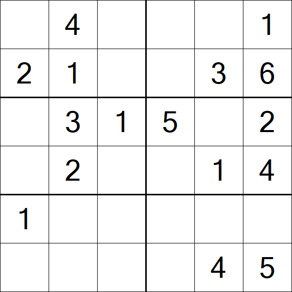 Sudoku 6x6 - Einfach